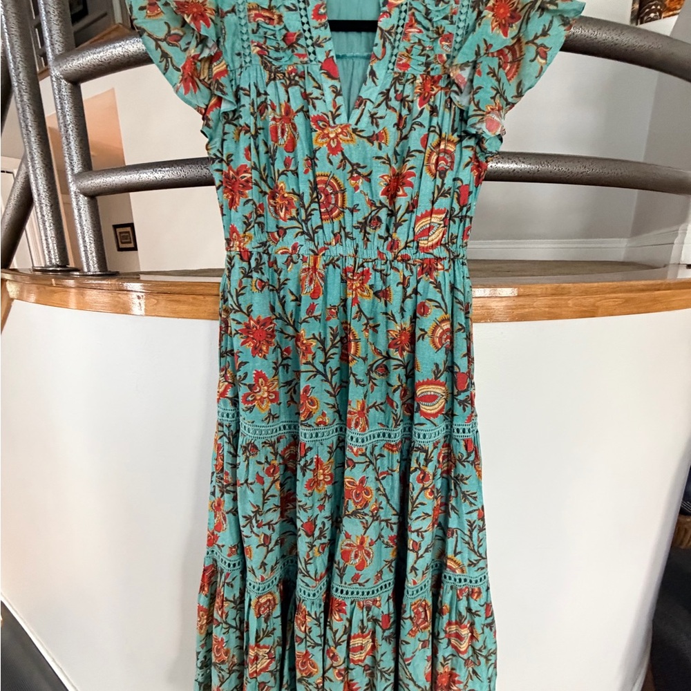 Sundance Teal and Red Patterned Dress